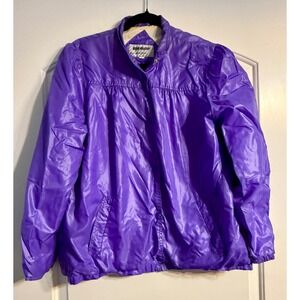 Windy Weather Windbreaker Women Large Purple Vintage 80s Puffy Shoulder Snap